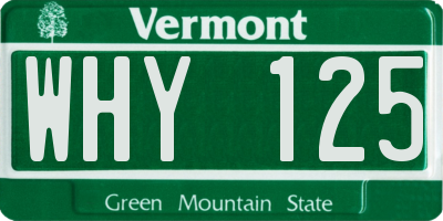 VT license plate WHY125