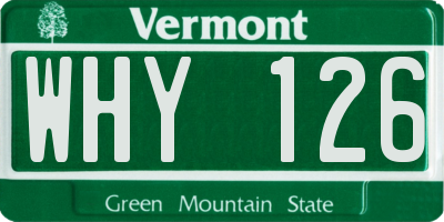 VT license plate WHY126