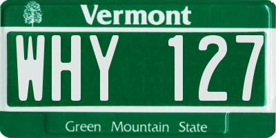 VT license plate WHY127