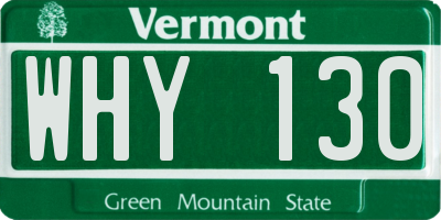VT license plate WHY130