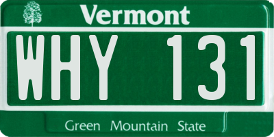 VT license plate WHY131