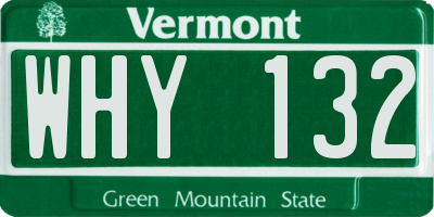 VT license plate WHY132