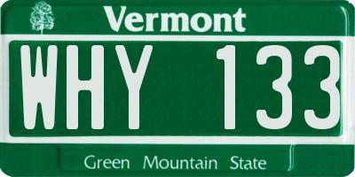 VT license plate WHY133