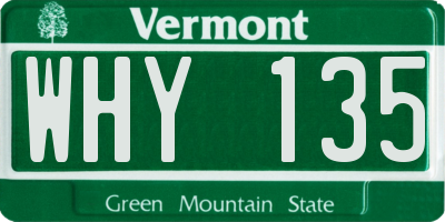 VT license plate WHY135