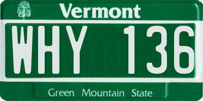 VT license plate WHY136