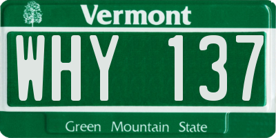 VT license plate WHY137