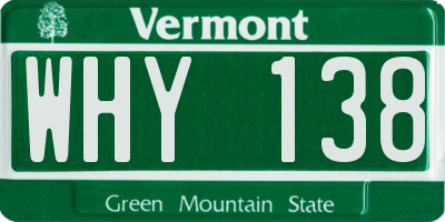 VT license plate WHY138