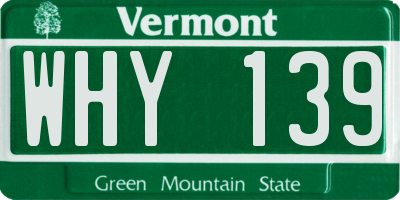 VT license plate WHY139