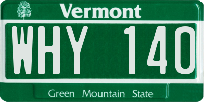 VT license plate WHY140