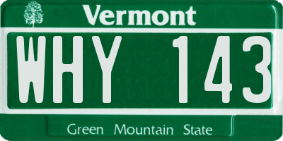 VT license plate WHY143
