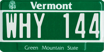 VT license plate WHY144