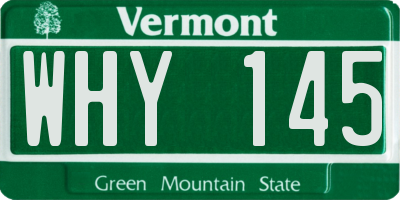 VT license plate WHY145