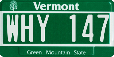 VT license plate WHY147