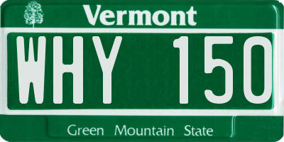 VT license plate WHY150