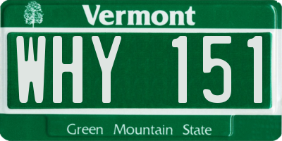 VT license plate WHY151