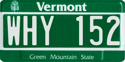 VT license plate WHY152