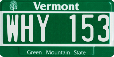 VT license plate WHY153