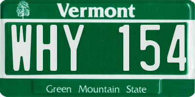 VT license plate WHY154