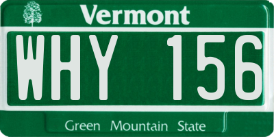 VT license plate WHY156