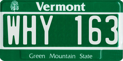VT license plate WHY163