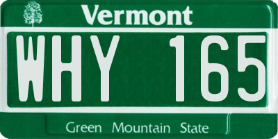 VT license plate WHY165