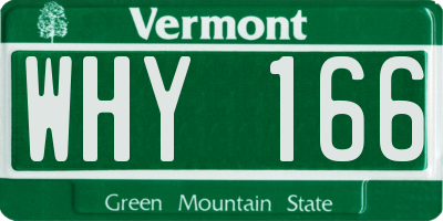 VT license plate WHY166