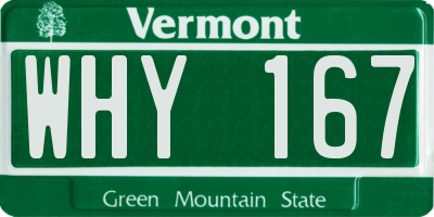 VT license plate WHY167
