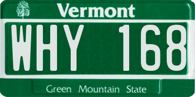 VT license plate WHY168