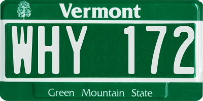 VT license plate WHY172