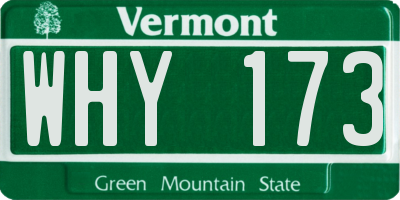 VT license plate WHY173