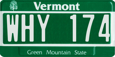 VT license plate WHY174