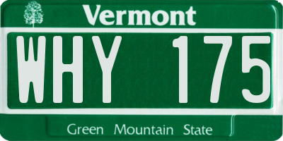VT license plate WHY175