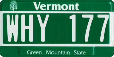 VT license plate WHY177