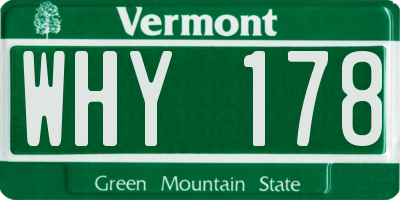 VT license plate WHY178