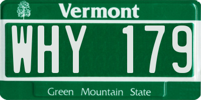 VT license plate WHY179