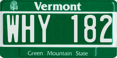 VT license plate WHY182
