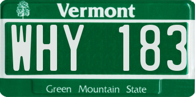 VT license plate WHY183