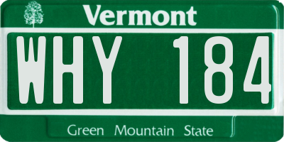 VT license plate WHY184