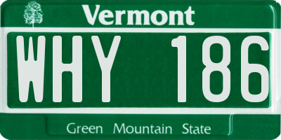 VT license plate WHY186