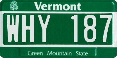 VT license plate WHY187