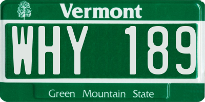 VT license plate WHY189