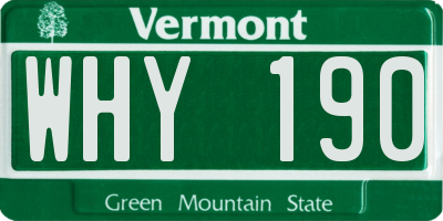 VT license plate WHY190