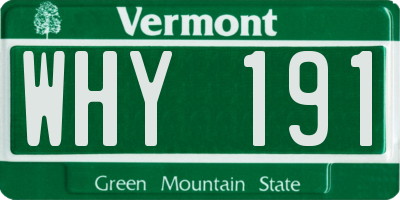 VT license plate WHY191