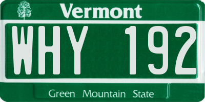 VT license plate WHY192