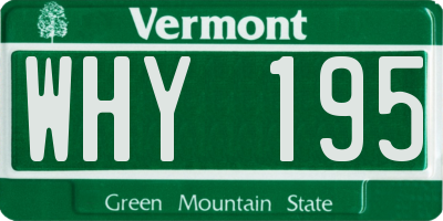 VT license plate WHY195