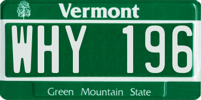 VT license plate WHY196