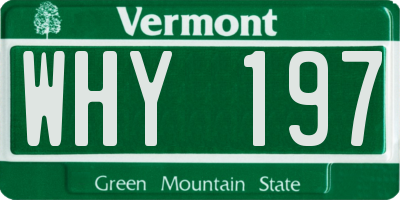 VT license plate WHY197