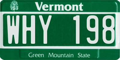 VT license plate WHY198