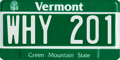 VT license plate WHY201