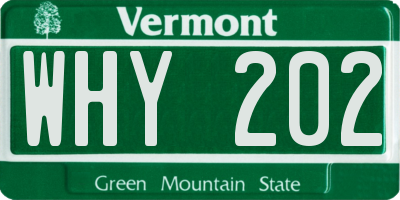 VT license plate WHY202